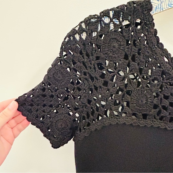 Carolina Herrera Macrame Yoke Dress large black - Picture 4 of 11